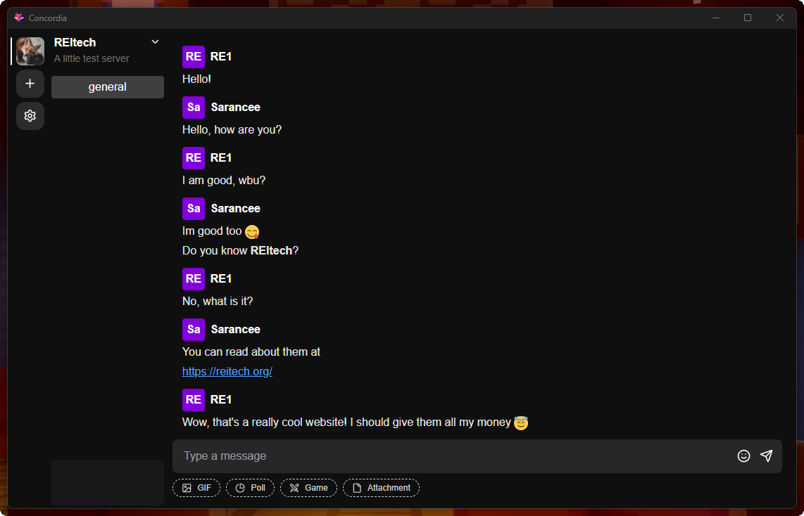 Concordia preview of chat